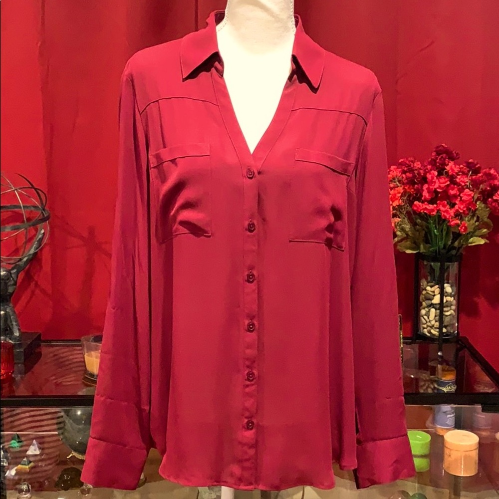 Express Burgundy Portofino Button Down Shirt